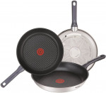 Juego de 3 Sartenes Tefal Daily Cook de Acero Inoxidable - 20cm, 24cm, 26cm