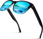 Gafas de Sol Polarizadas CGID MJ17 con Protección UV400: Retro Deportivo en Negro y Azul Hielo
