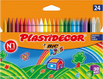 Ceras BIC Kids Plastidecor - 24 colores surtidos y vivos, óptimas para material escolar y colorear