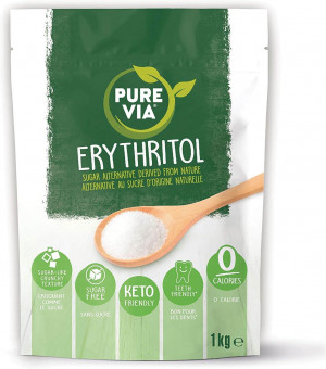 Pure Via Erithritol 1 kg, CERO CALORÍAS Y KETO FRIENDLY, Alternativa al Azúcar