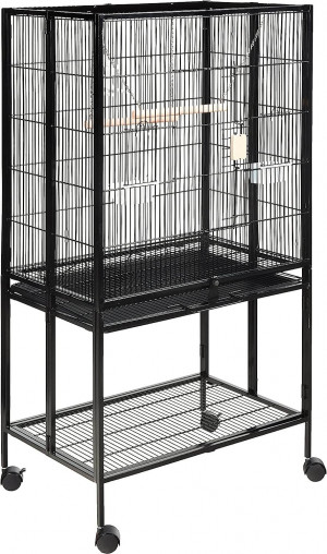 Jaula para pájaros Amazon Basics con estante rotatorio, negro 132 cm