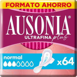 AUSONIA Ultrafina Plus, 64 Compresas con Alas