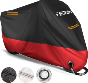 Funda para Moto 210D Impermeable - Talla 265x105x125cm - Negro+Rojo
