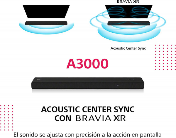 Barra de sonido Sony HT-A3000 con Dolby Atmos color negro