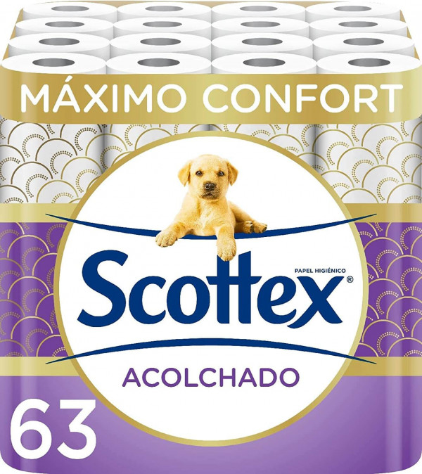 Papel Higiénico Scottex Acolchado - 63 rollos