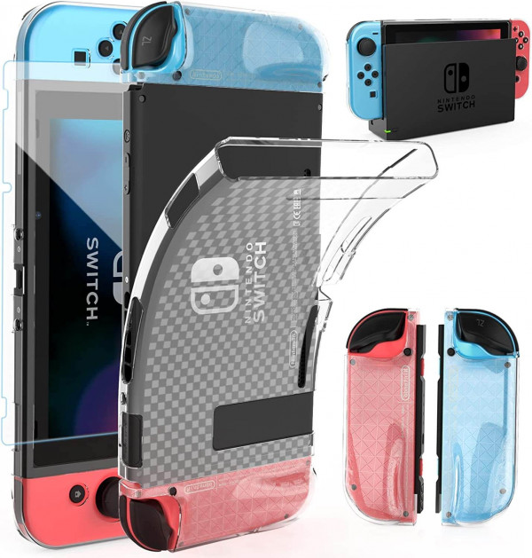 Funda y protector de pantalla HEYSTOP para Nintendo Switch con grip de 6 agarres