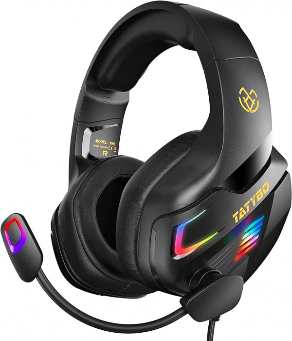 Tatybo XW3: Cascos Gaming con Micrófono, Sonido Envolvente y Luz RGB