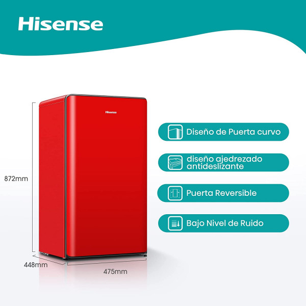 Frigorífico Table Top Rojo de Hisense con Congelador y Cajón para Frutas y Verduras