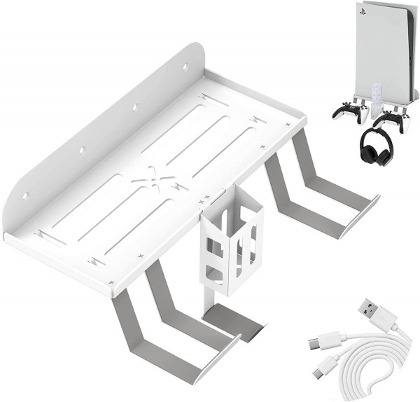 Soporte de Pared OUBANG para PS5 Blanco con Nivel de Burbuja