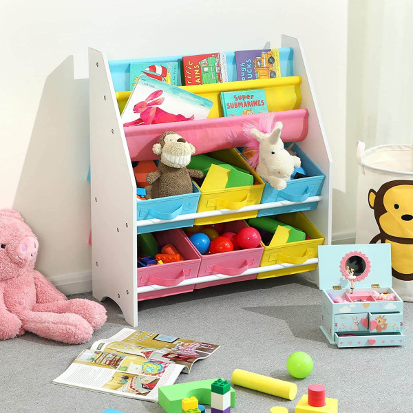 Estantería Infantil SONGMICS con Cajas de Colores para Organizar Juguetes y Libros