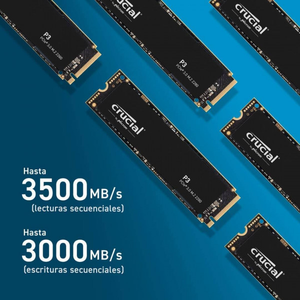 Crucial P3 1TB M.2 PCIe Gen3 NVMe SSD interno