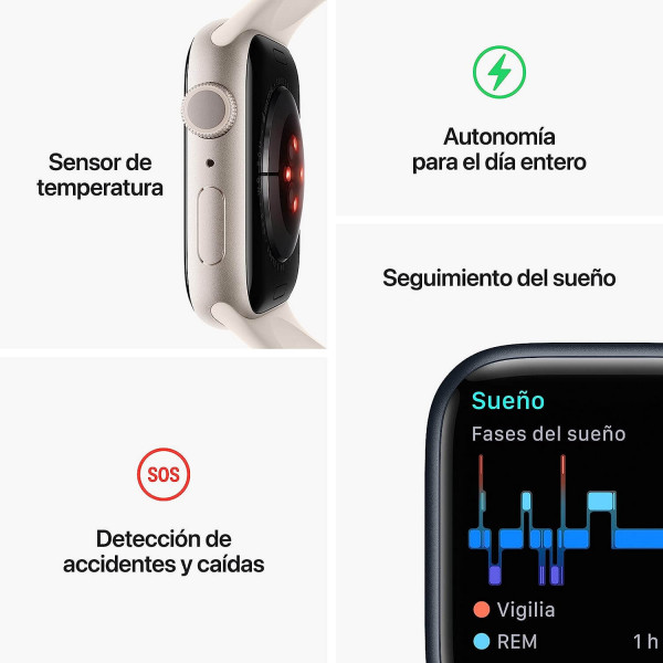 Apple Watch Series 8 (GPS, 45mm) en Color Medianoche