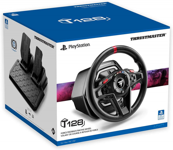 Thrustmaster T128: Volante de Carreras Force Feedback con Pedales Magnéticos para PS5, PS4 y PC