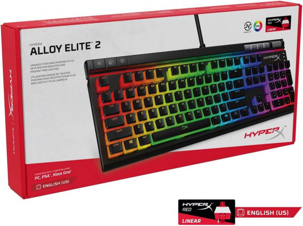 HyperX Alloy Elite 2 - Teclado mecánico para videojuegos con iluminación RGB y teclas ABS Pudding