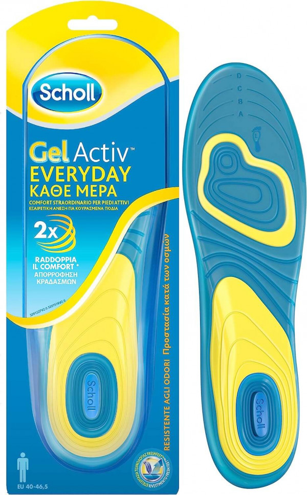 Scholl GelActiv, Plantillas de Hombre en Gel Pack 2 Plantillas | Talla 40-46,5