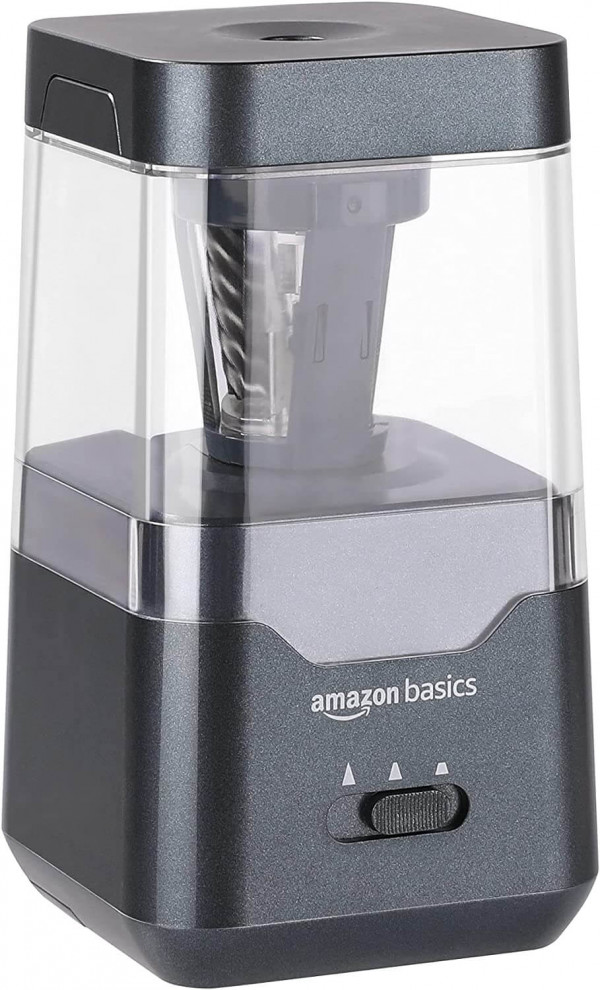 Sacapuntas eléctrico portátil Amazon Basics: afilado fácil y conveniente en cualquier lugar