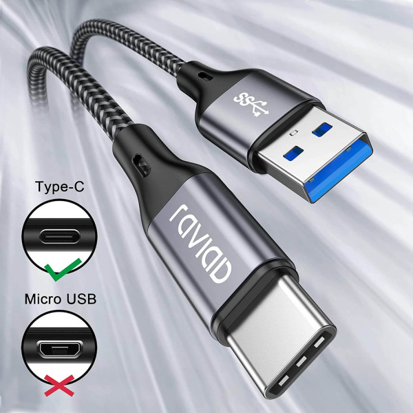 Cable USB Tipo C de carga rápida y sincronización compatible con múltiples dispositivos - RAVIAD 1M