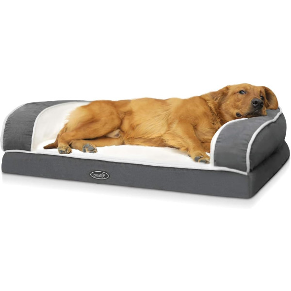 Pecute Cama Ortopédica para Perro con Espuma Viscoelástica y Funda Desenfundable - Gris (Tamaño L)