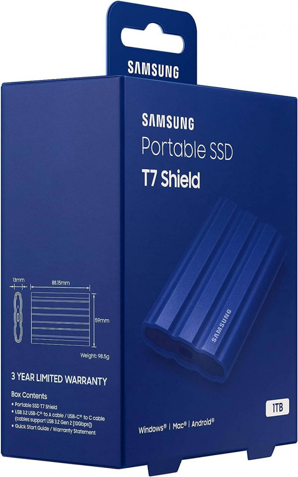 SAMSUNG T7 Shield disco duro SSD Portátil de 1TB -  Azul.