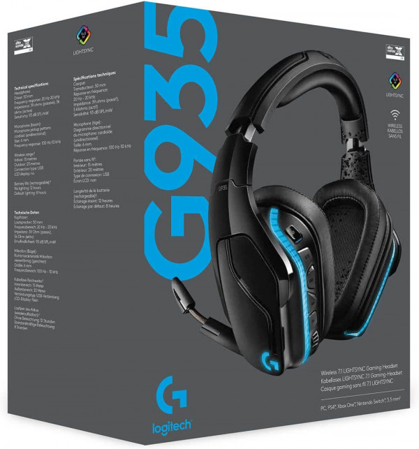 Auriculares Inalámbricos Logitech G935 para Juegos - Sonido Envolvente 7.1 y Micrófono Basculante