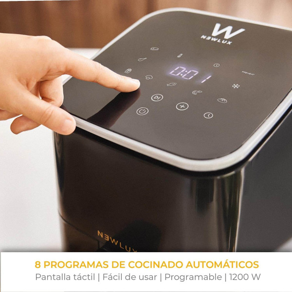 Freidora de aire NEWLUX 2L con 8 programas y app de recetas