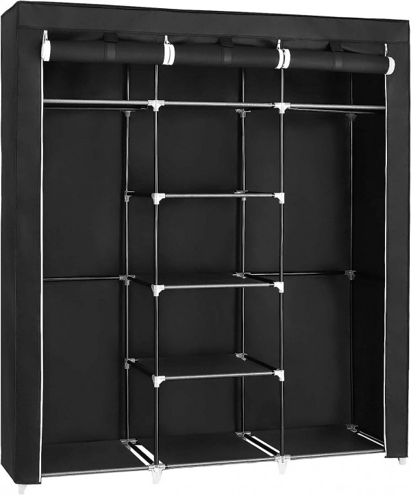 SONGMICS Armario Closet organizador Textil Plegable Color Negro 175 x 150 x 45 cm RYG12B