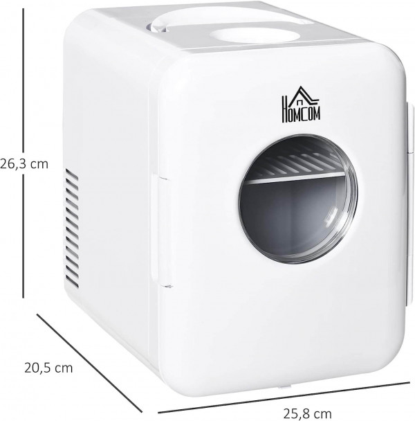 HOMCOM Mini Frigorífico 4L Nevera Eléctrica Pequeña 12V color Blanco