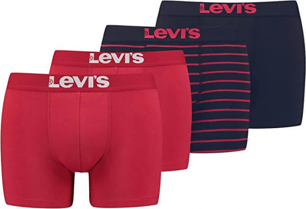 Pack de 4 Levi's Boxers Vintage de Rayas Sólidas para Hombre talla S color Rojo/Negro