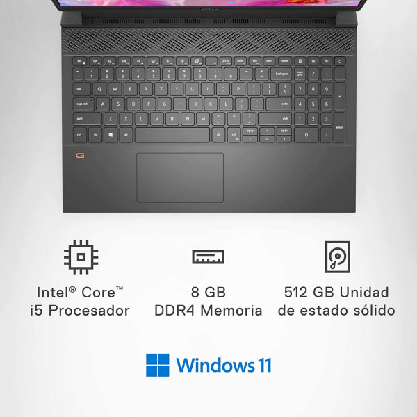 Dell G15 5511: Portátil Gaming 15.6'' FHD, i5, 8GB RAM, 512GB SSD, RTX 3050, Ubuntu - Negro