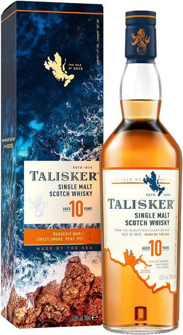 Talisker 10 años, whisky escocés single malt, 700 ml