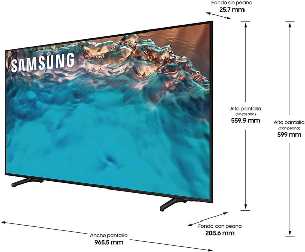 Samsung TV Crystal UHD 2022 BU8000 - Smart de 43", 4K, Procesador Crystal UHD