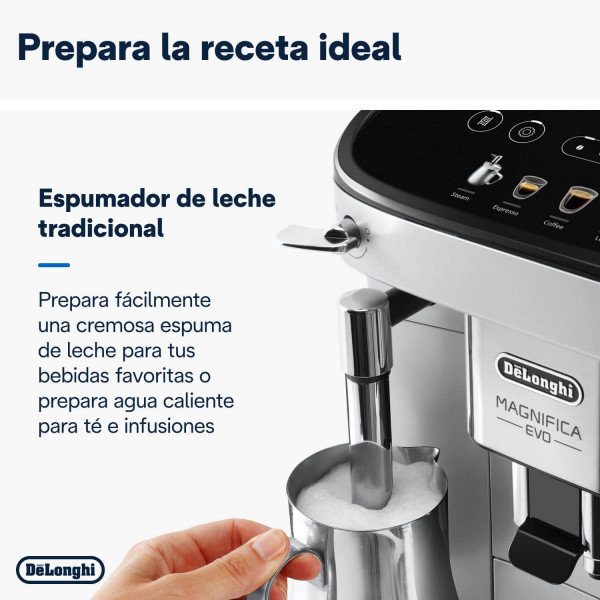 Cafetera superautomática De'Longhi Magnifica Evo con espumador de leche y 5 bebidas programables