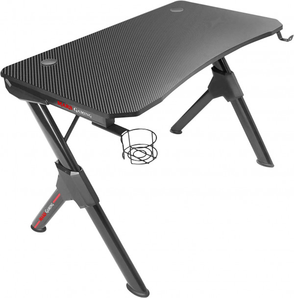 Mars Gaming MGD - Mesa Gaming Ergonómica Resistente en Fibra de Carbono, Negro