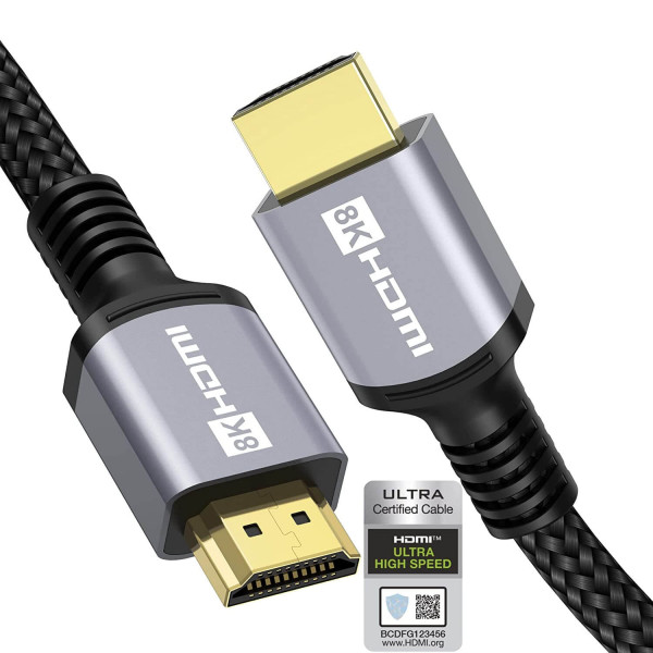 Cable HDMI 2.1 Certificado 4K 8K: 2m, 48Gbps, HDR, ARC, 3D, DTS:X, Dolby