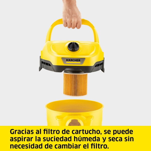 Aspirador Kärcher WD 2 Plus V-12/4/18/C para seco/húmedo con función soplado, 1000 W