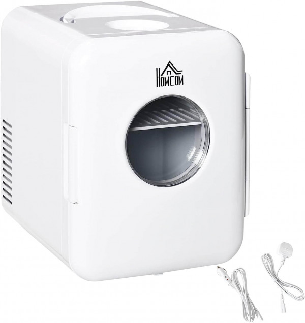 HOMCOM Mini Frigorífico 4L Nevera Eléctrica Pequeña 12V color Blanco