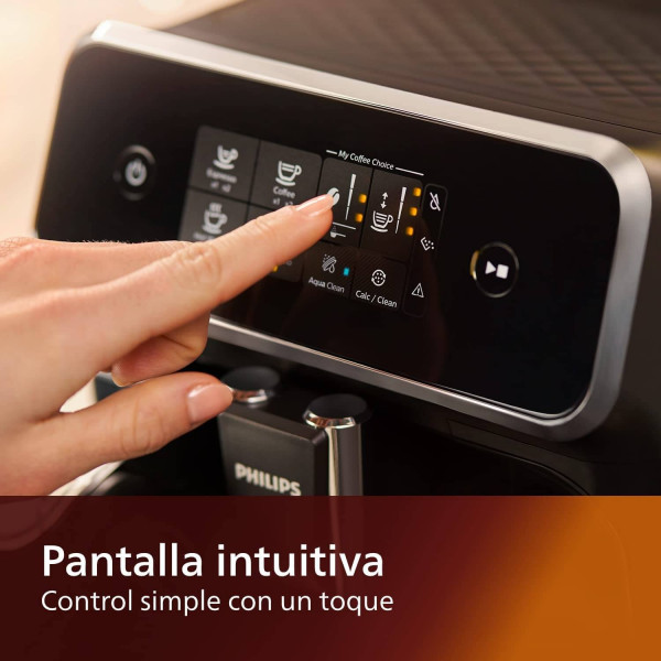 Cafetera Philips 2200 Superautomática: Leche LatteGo, 3 Variedades de Café, Pantalla Táctil