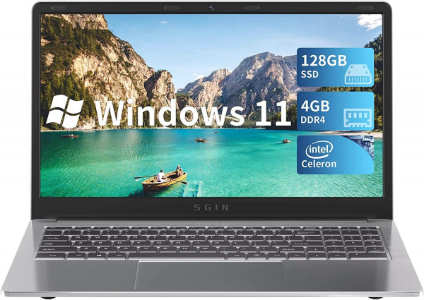 Ordenador Portátil SGIN M15 con Windows 11 de 15,6", 4 GB de RAM y 128 GB de almacenamiento