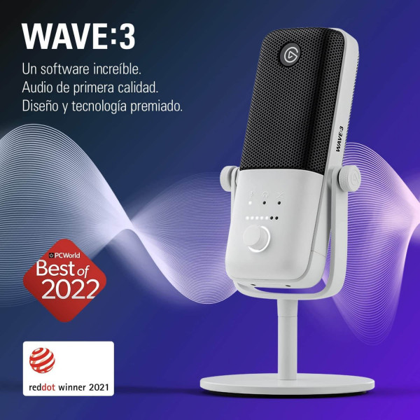 Elgato Wave:3 Micrófono condensador USB profesional prémium para streaming color blanco