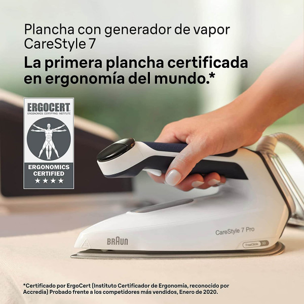 Plancha generadora de vapor Braun CareStyle 7 Pro con tecnología FreeGlide 3D y Smart iCareMode