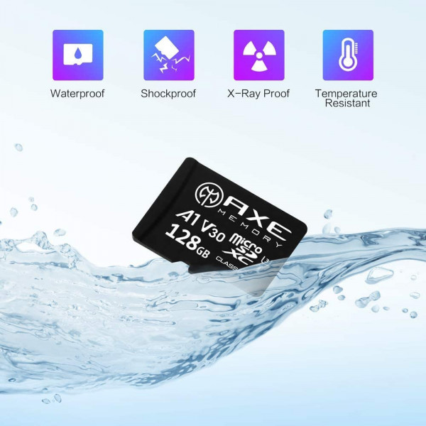 Tarjeta de memoria microSDXC AXE de 128 GB + adaptador SD