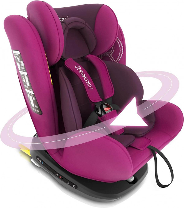 Reebaby Silla de Coche Giratoria 360º con ISOFIX Color Púrpura