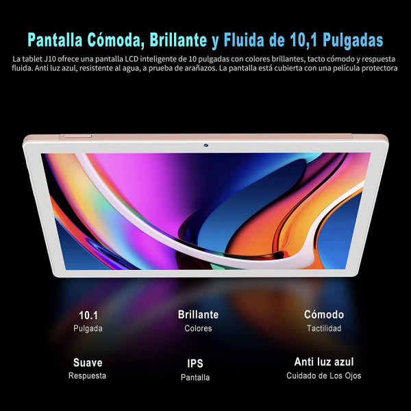 Tablet 10" 5G WiFi Octa-Core Android 11 - 4GB RAM, 64GB ROM, 8000mAh, Oro con Accesorios