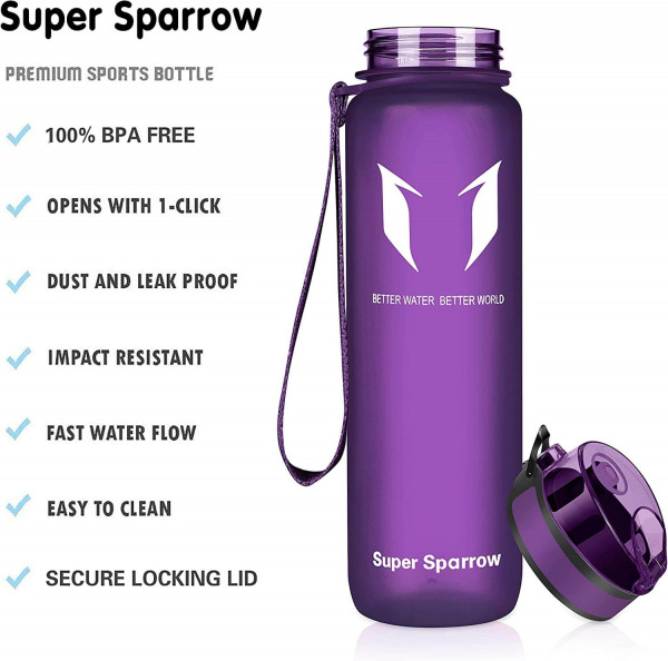 Botella deportiva Super Sparrow de 500ml sin BPA para hidratarse en movimiento
