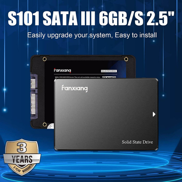 Fanxiang S101 512GB SATA III SSD - 550MB/s Read Speed for Desktops and Laptops (2.5", Negro)