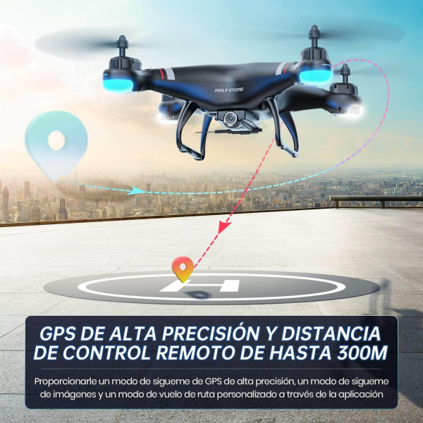 Holy Stone HS110G Dron con Cámara 1080P GPS WIFI 2.4G HD | 36 Minutos de Vuelo (2 Baterías)