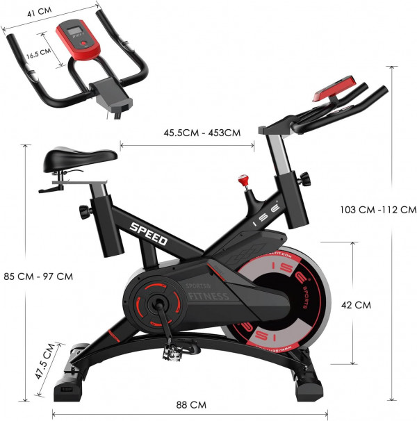 Bicicleta Fitness Profesional ISE SY-7005-1 | Ajustable, Resistencia, Pantalla