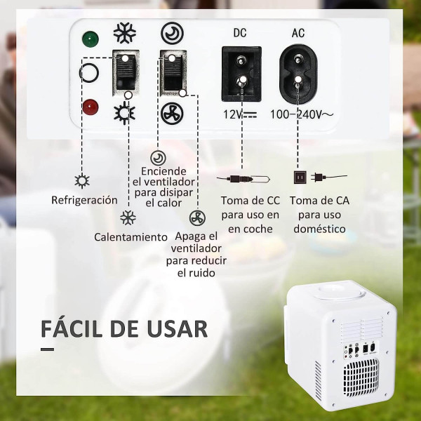 HOMCOM Mini Frigorífico 4L Nevera Eléctrica Pequeña 12V color Blanco