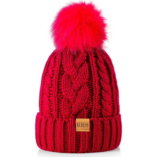 REDESS Gorro de Invierno para Mujer con Pompón y Forro Polar